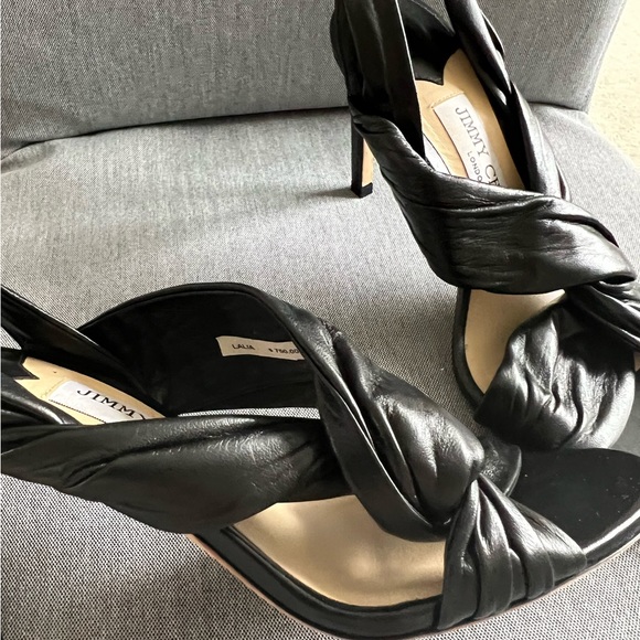 Jimmy Choo Lalia Black Leather 85 Sandals Heels Size 36 - Picture 8 of 12